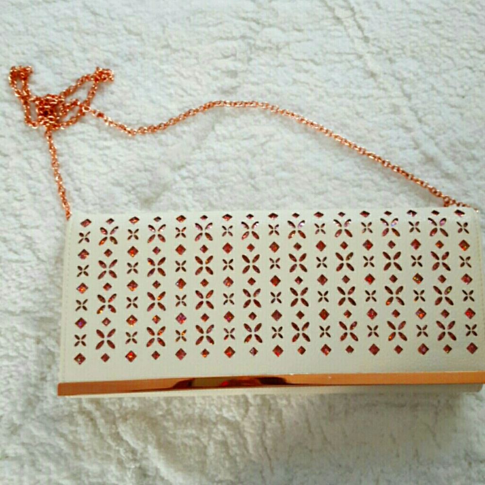 Cream and Rose Gold Clutch